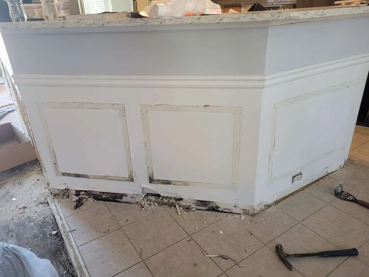 Water damage and mold on kitchen during Storm Damage Restoration in Pontiac
